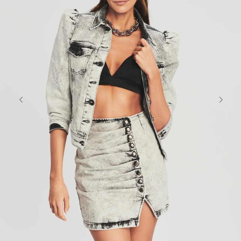 Revolve Retrofete Willa Skirt Light Acid Grey XS